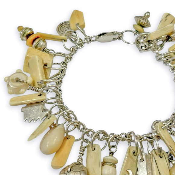 Stunning Harold Lujan Sterling, Fossilized Walrus Tusk Necklace and Bracelet Set - Picture 13 of 16